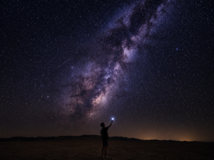 Starry exploration in the desert night