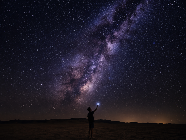 Starry exploration in the desert night